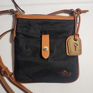 Elegant Black and Tan Crossbody Bag